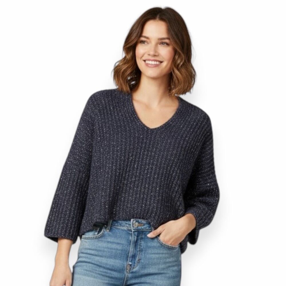 POL for ANTHROPOLOGIE Women’s Purple Multicolor Cropped Sweater Large